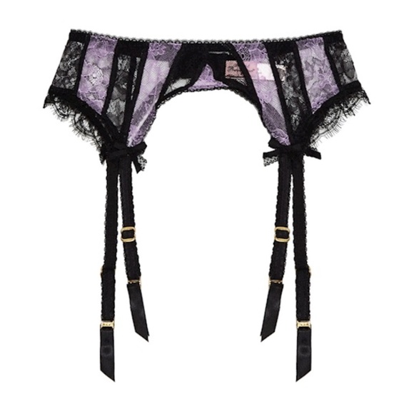 Agent Provocateur Saffi Lilac Black Suspender AP2 Small NWT